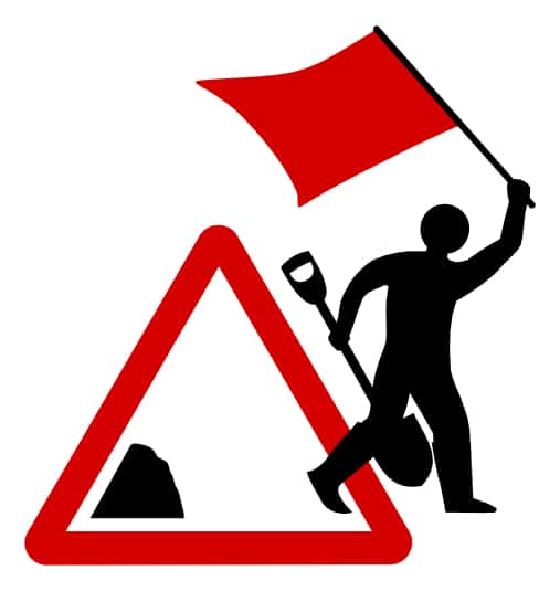 disegno cartello lavori in corso con lavoratore in sciopero