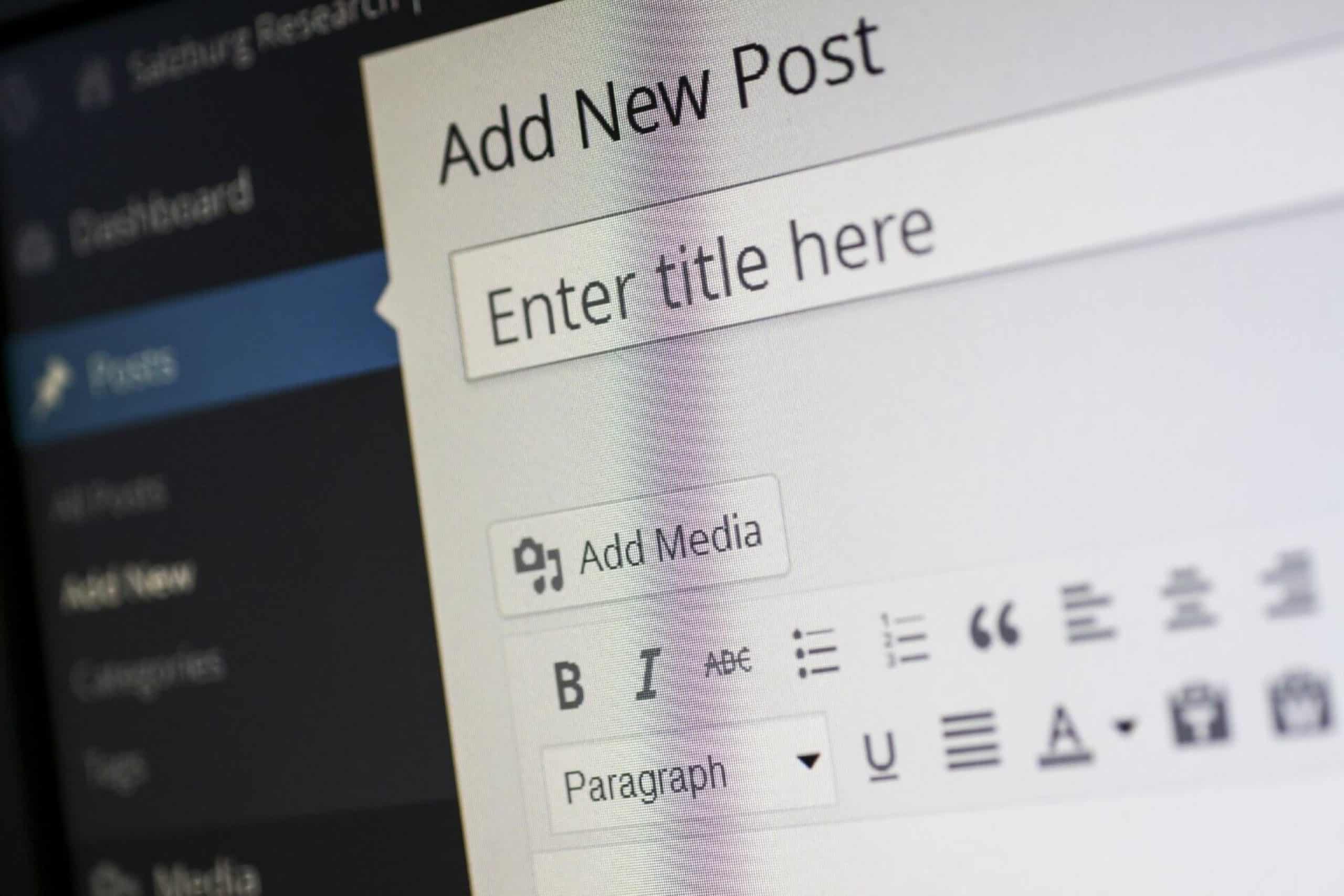 pagina "add new post" di WordPress
