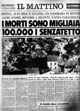 prima pagina Il Mattino 25 novembre 1980