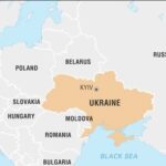 mappa dell'Europa con l'Ucraina evidenziata